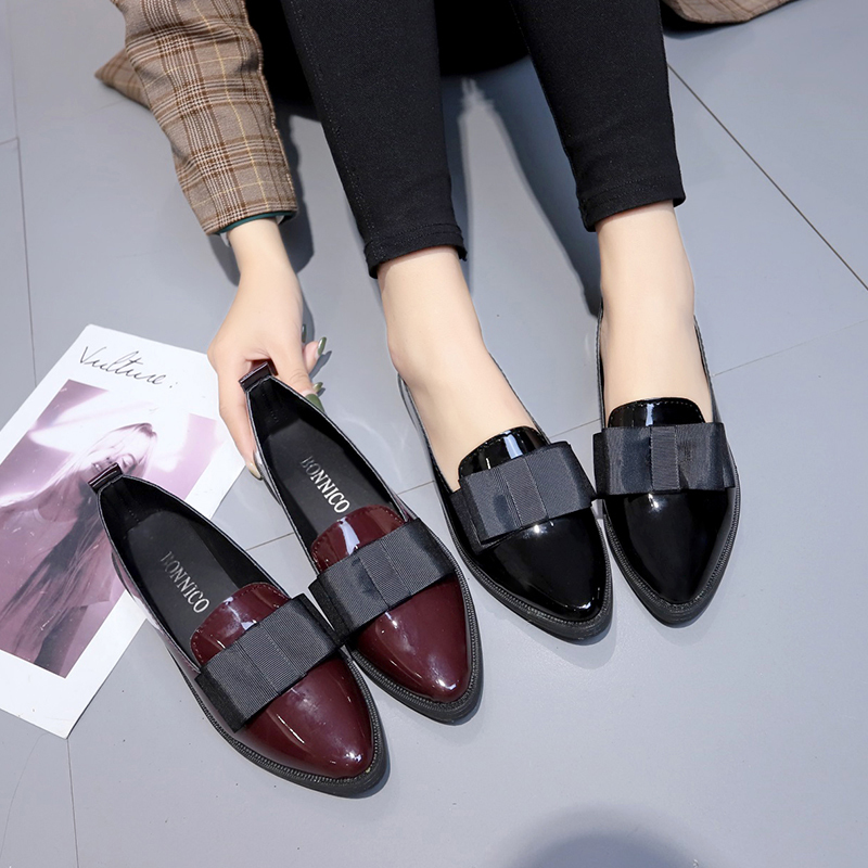 Summer Clothing Dress - Black/ Wine Red Patent Leather Pointed