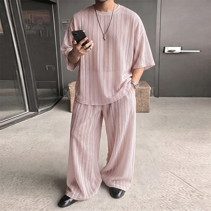 Summer Clothing Men Fashion - INCERUN Men's Sets Striped See Through