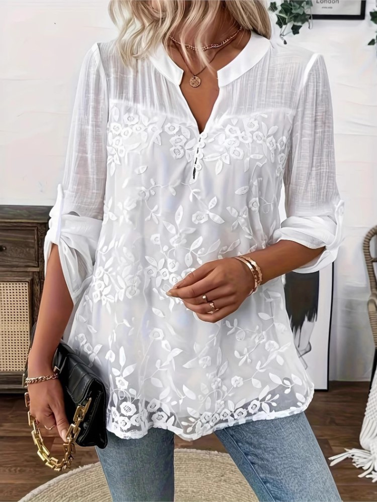 Summer Clothing Holiday - Fashion White Lace Shirt Top For