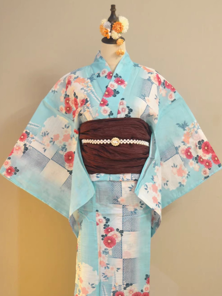 Summer Clothing Girls - Traditional Yukata Kimono Cotton Linen Material
