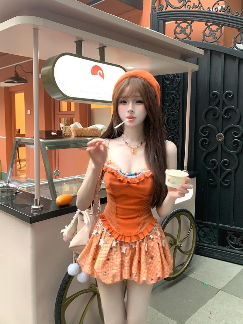Summer New Orange Dopamine Swe - đánh giá và giá Summer Clothing Girls