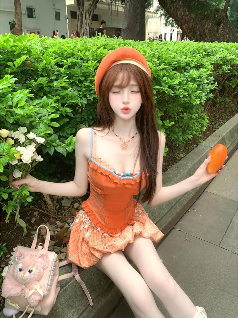 Summer New Orange Dopamine Swe - đánh giá và giá Summer Clothing Girls