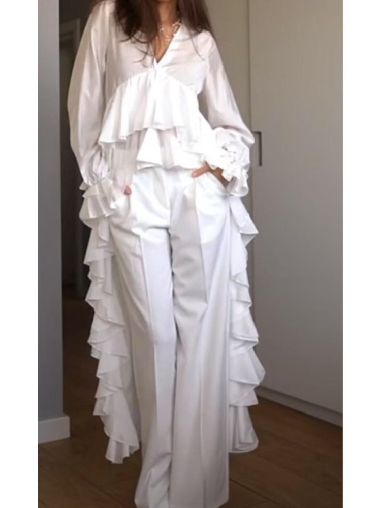 Fashion Ruffles Long Shirt Top - đánh giá và giá Summer Clothing Holiday