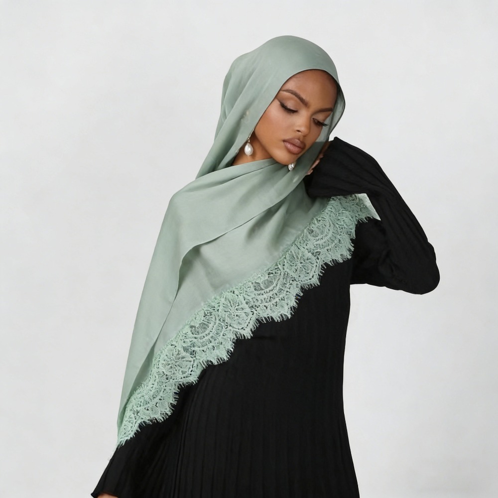 New Lace Splicing Rayon Cotton - đánh giá và giá Summer Clothing Hijab