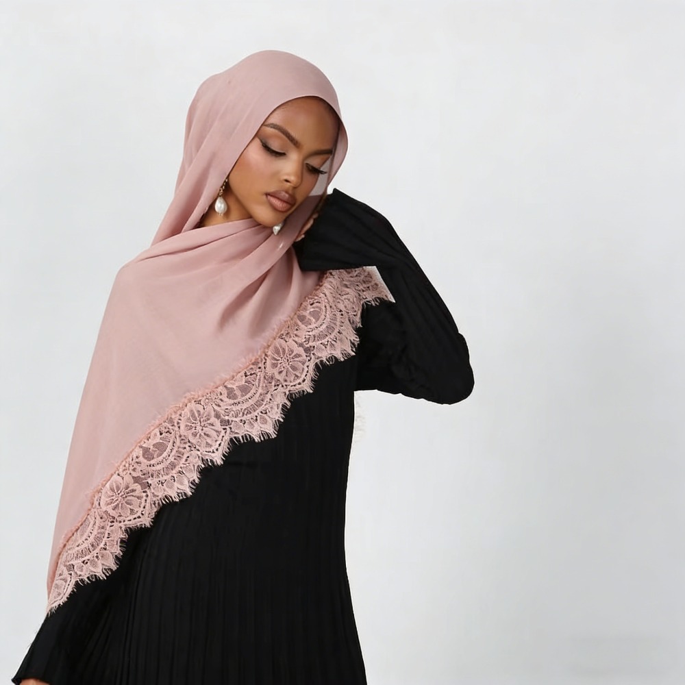New Lace Splicing Rayon Cotton - đánh giá và giá Summer Clothing Hijab
