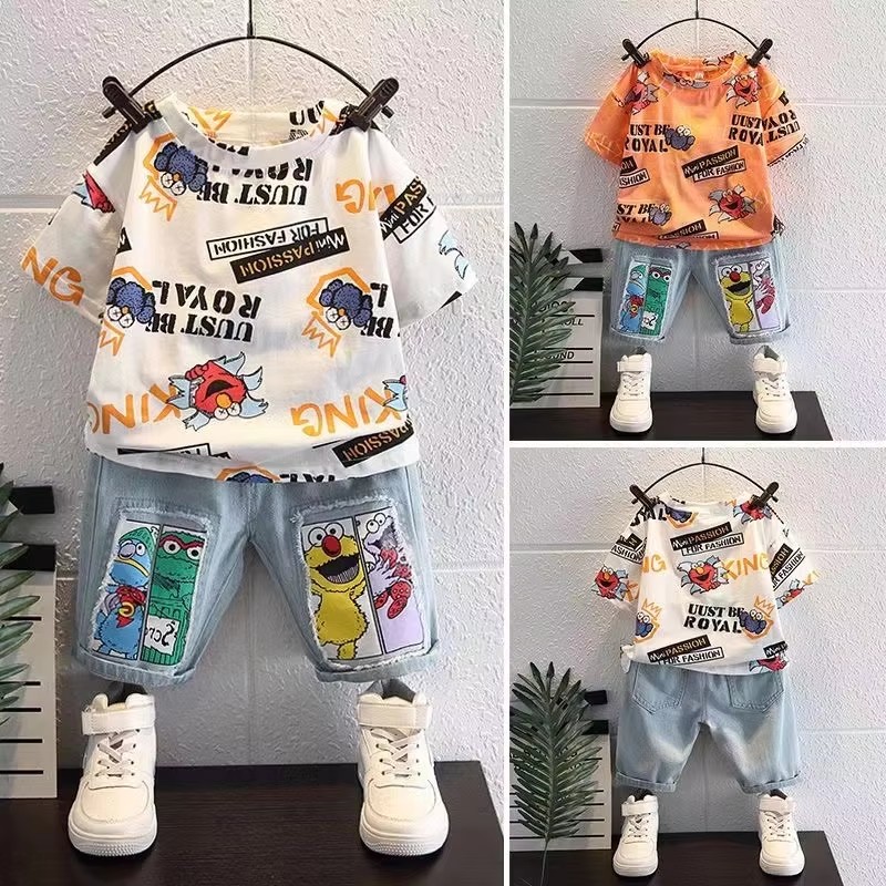 Cute Cartoon Print Short Sleev - đánh giá và giá Summer Clothing Drawing For Kids