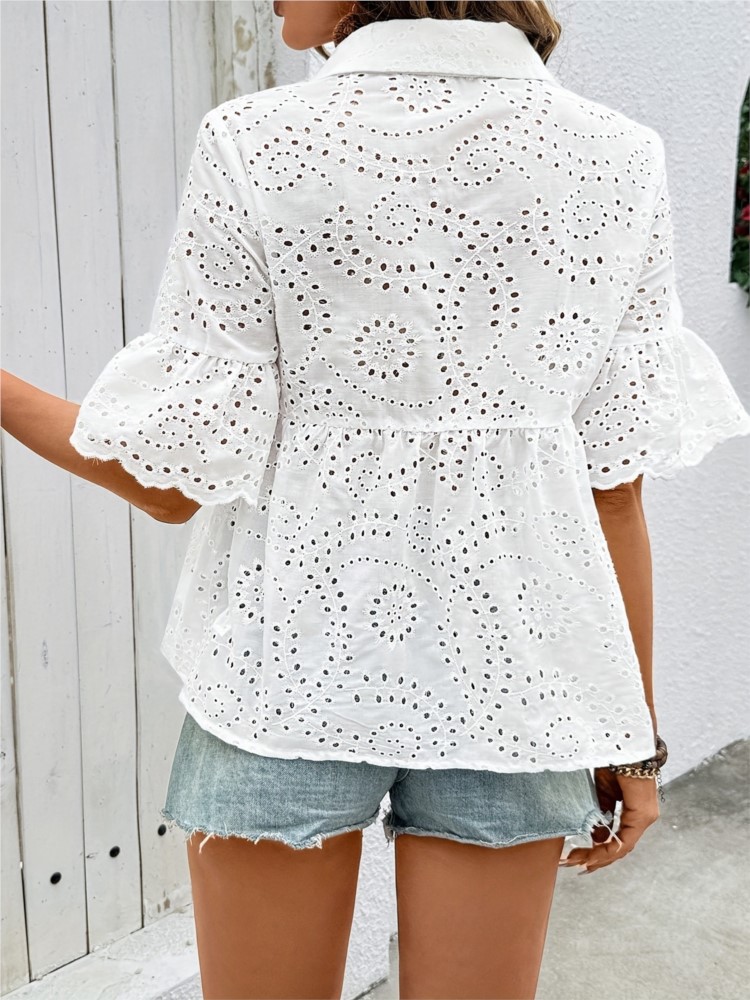 White Lace Hook Flower Hollow  - đánh giá và giá Summer Clothing Holiday