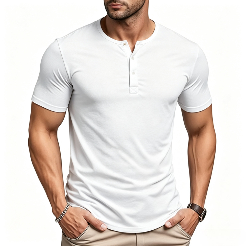 Men's Short Sleeve Henley Neck - đánh giá và giá Summer Clothing For Young Men