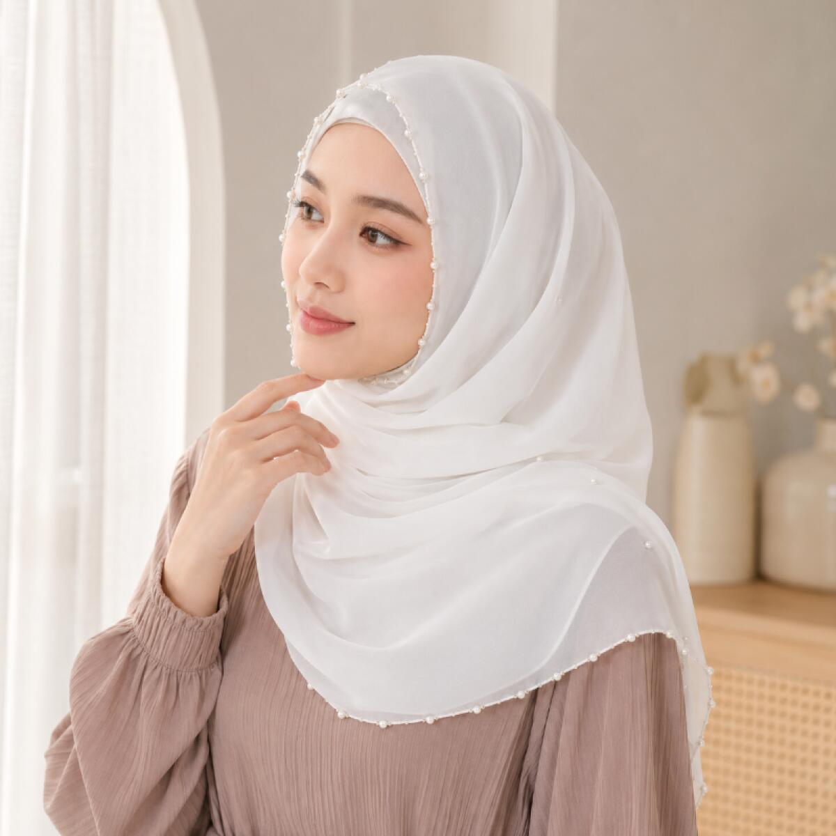 Hijab Scarf Plain Pearl Chiffo - đánh giá và giá Summer Clothing Hijab