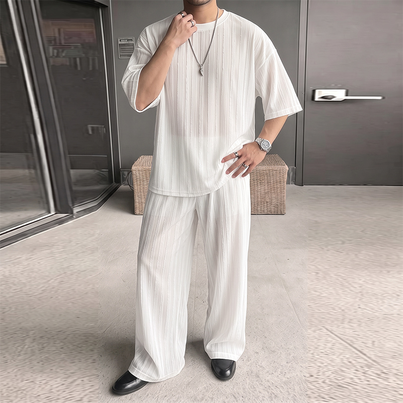 INCERUN Men's Sets Striped See - đánh giá và giá Summer Clothing Men Fashion