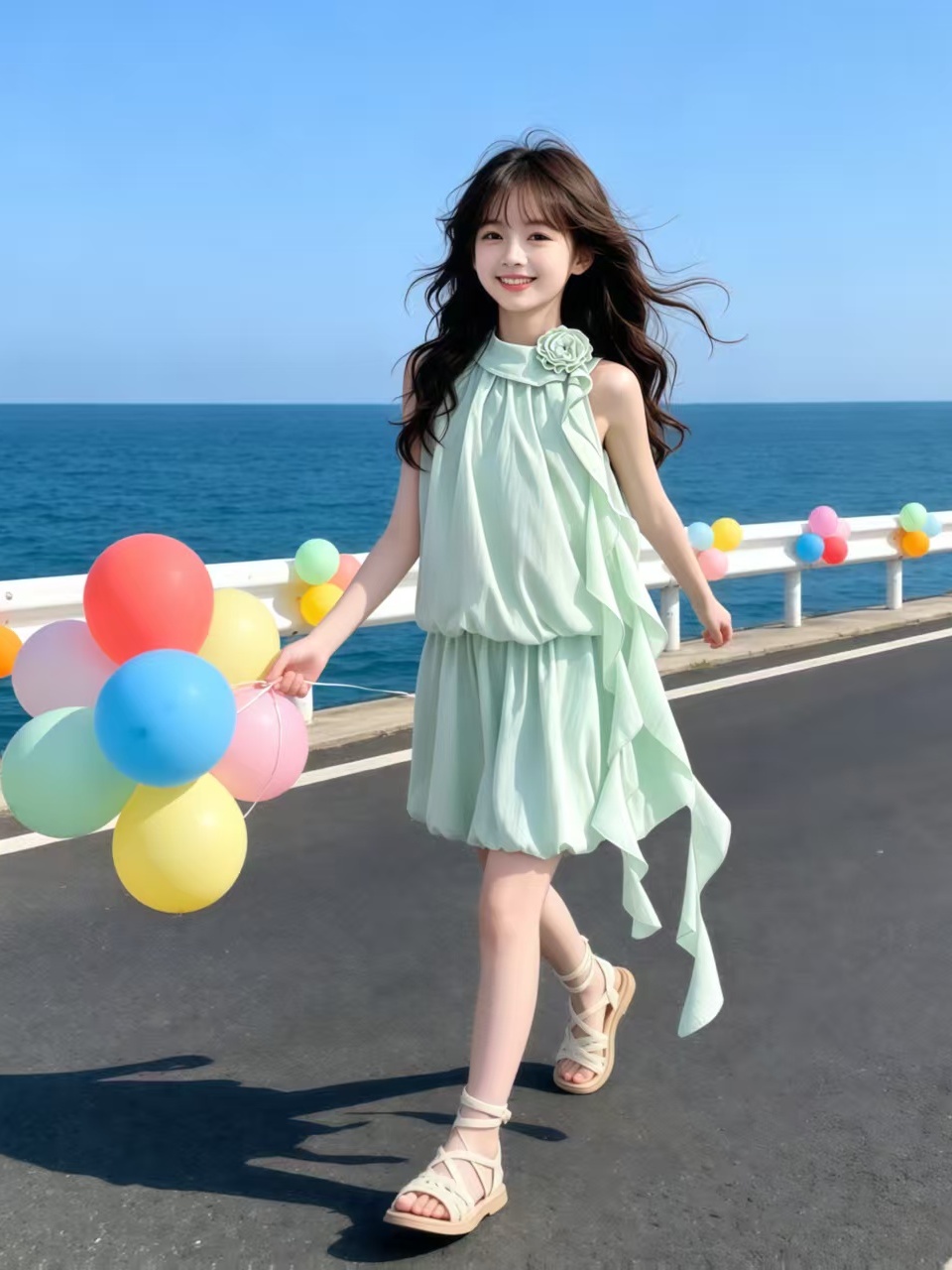 Mint Green Floral Neck Hanging - đánh giá và giá Summer Clothing Girls