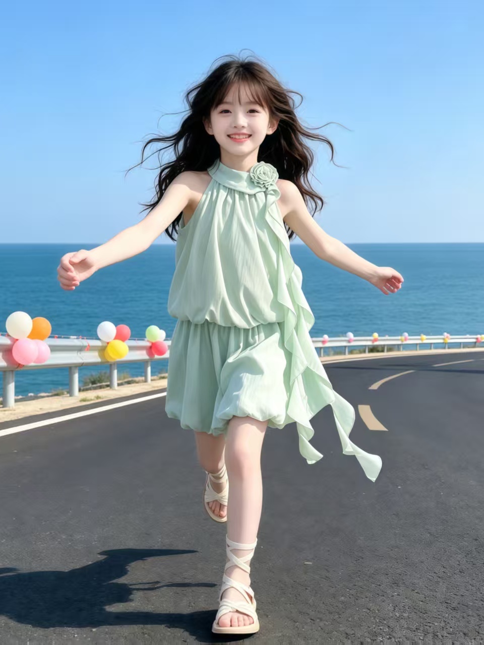 Mint Green Floral Neck Hanging - đánh giá và giá Summer Clothing Girls